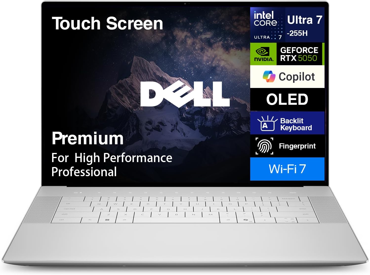 Dell Premium 16 (Previously XPS 16) High Performance Laptop, 16.3" 4K OLED Touchscreen 15th Gen (Intel Ultra 7-255H, 32GB LPDDR5X, 1TB M.2 SSD, GeForce RTX 5050, Fingerprint, Backlit KB, Win 11 Pro)